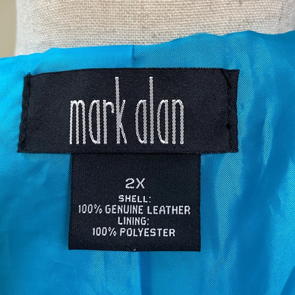 New! Mark Alan Teal Blue Leather Jacket Blazer size 2X - Picture 4 of 5